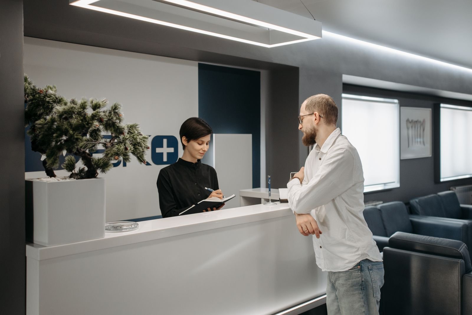A clinic reception desk