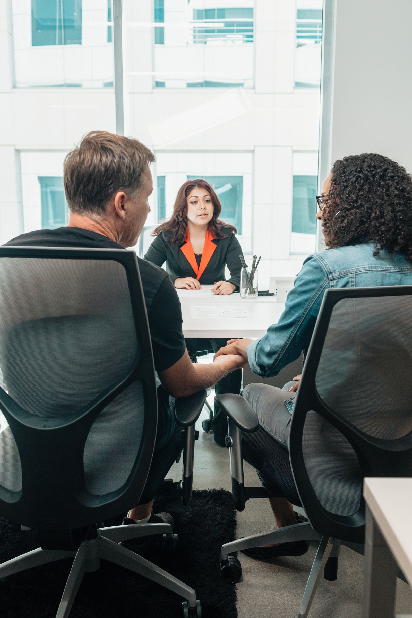 A client meeting in an office